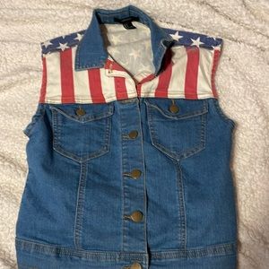 American flag jean vest
